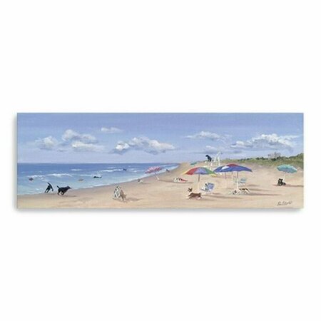 PALACEDESIGNS Large Dogs Playing At The Beach Canvas Wall Art, Blue PA3107193